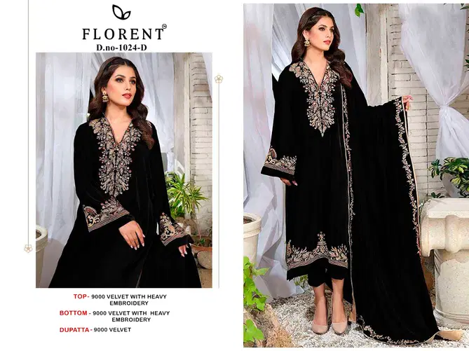 Florent 1024 A To D Winter Wear Velvet Pakistani Suits Orders In India